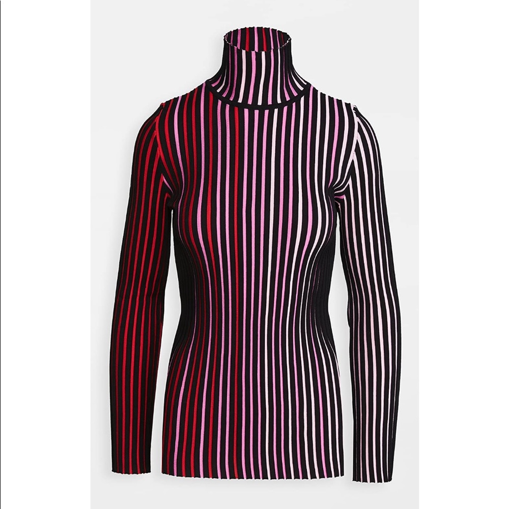 Paco Rabanne stripe turtleneck top (s, black/pink/red